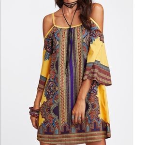 Boho cold shoulder dress